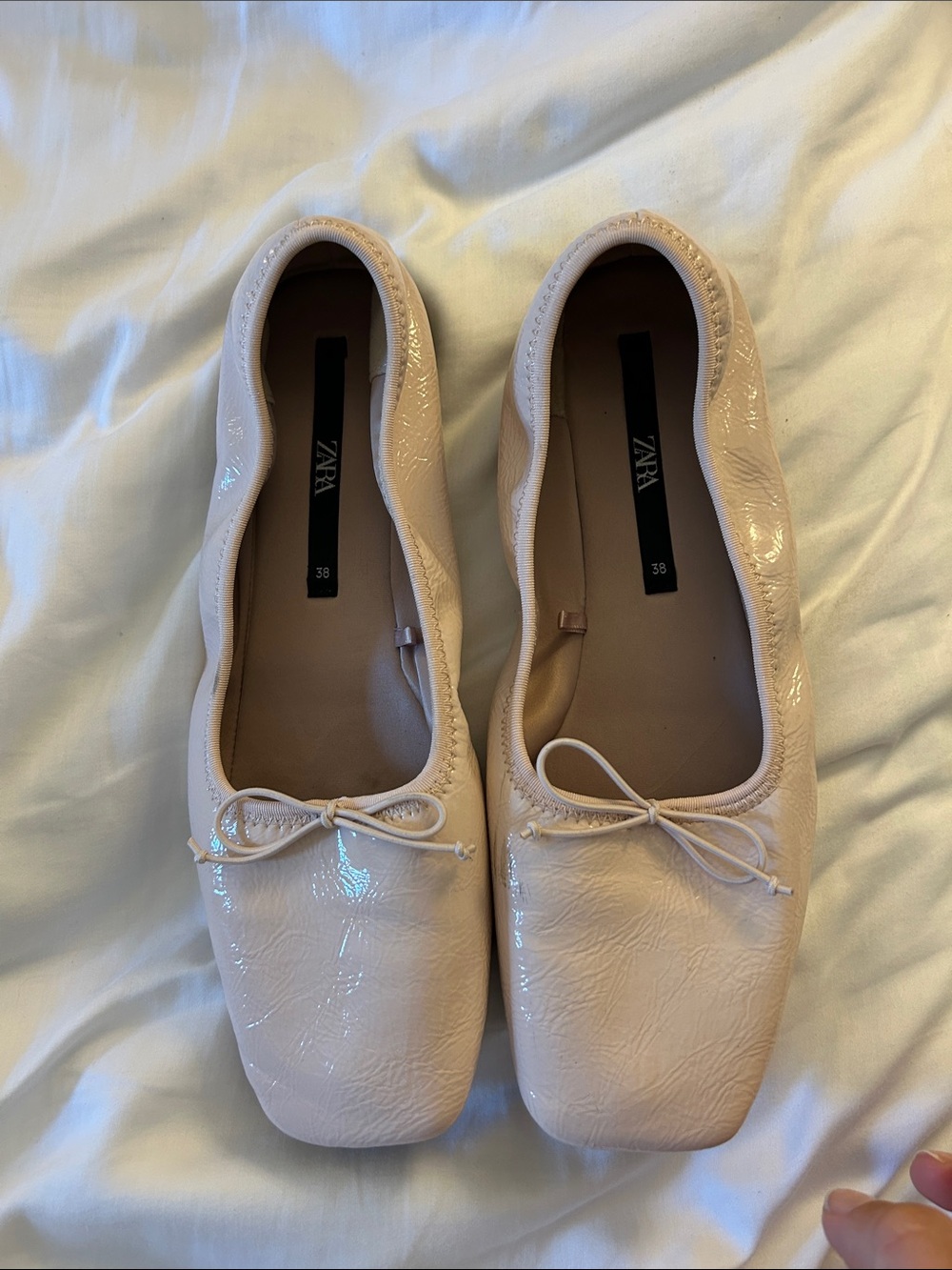 ZARA Patent Ballet Flats in Light Blush